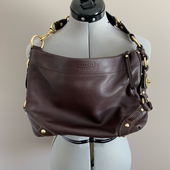 Coach Handbags - Coach Chocolate Brown Leather Gold Shoulder Bag